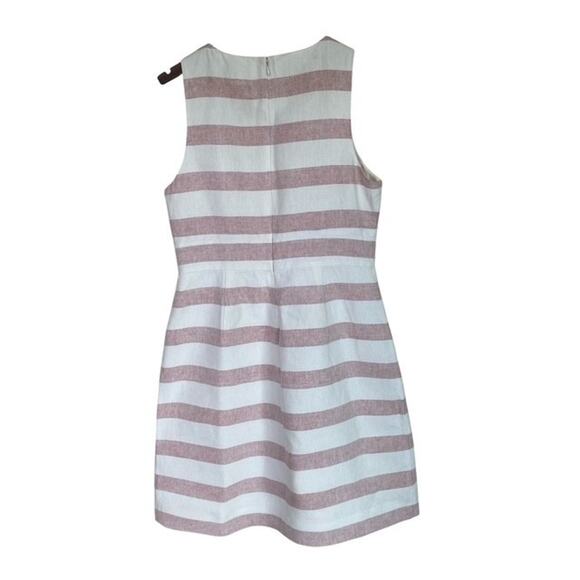J Crew Dress 2 Stripe Basket-Weave Dress A6314 Red Ivory Size 10 - Picture 3 of 4
